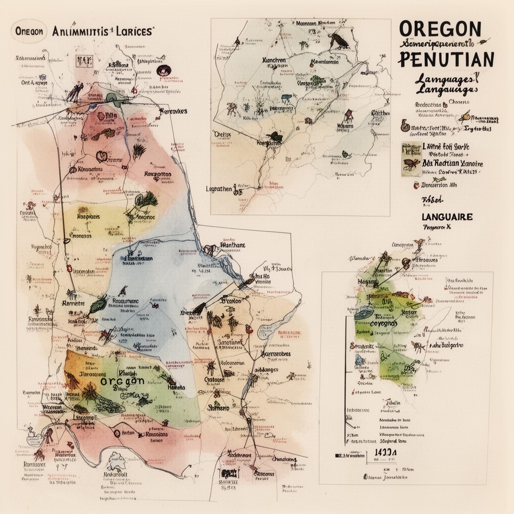AI-generated illustration of Oregon Penutian languages
