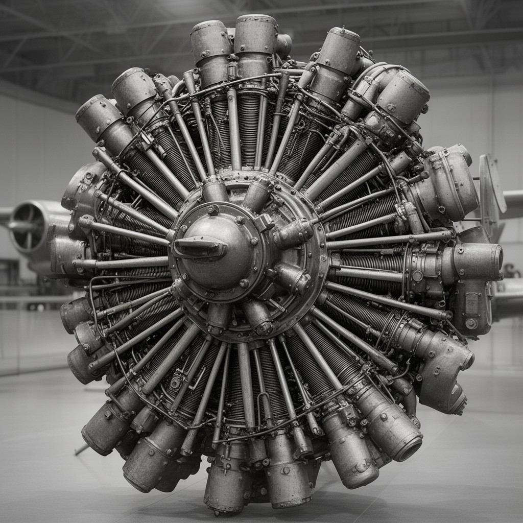 AI-generated illustration of Wright R-3350 Duplex-Cyclone radial engine