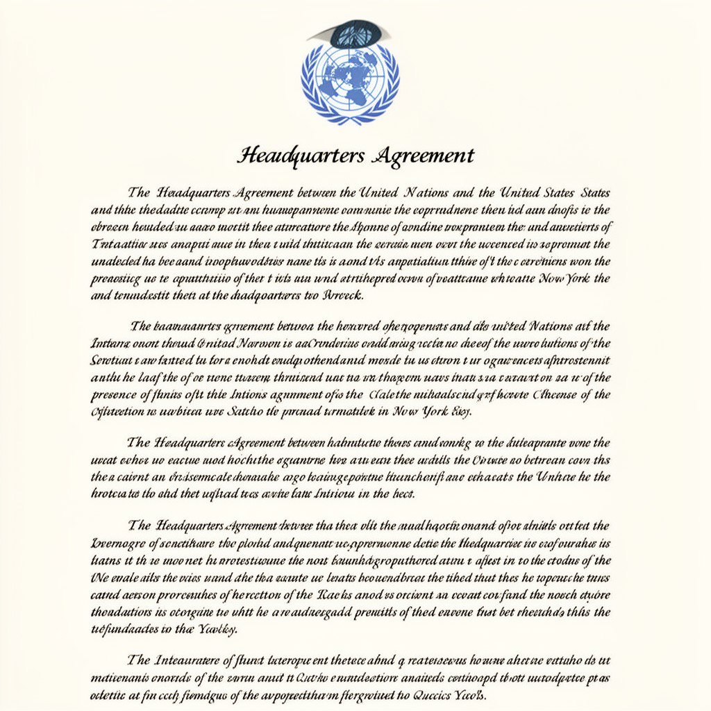 AI-generated illustration of Headquarters Agreement between the United Nations and the United States