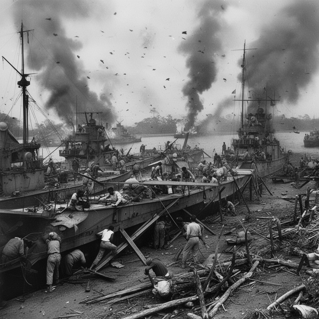 AI-generated illustration of Battle of Balikpapan (1942)