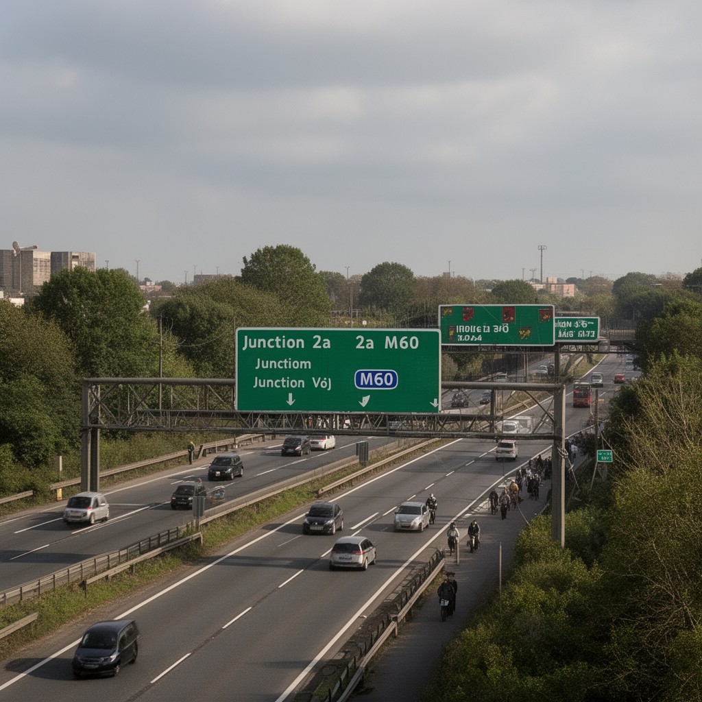 AI-generated illustration of Junction 2a of M60 motorway
