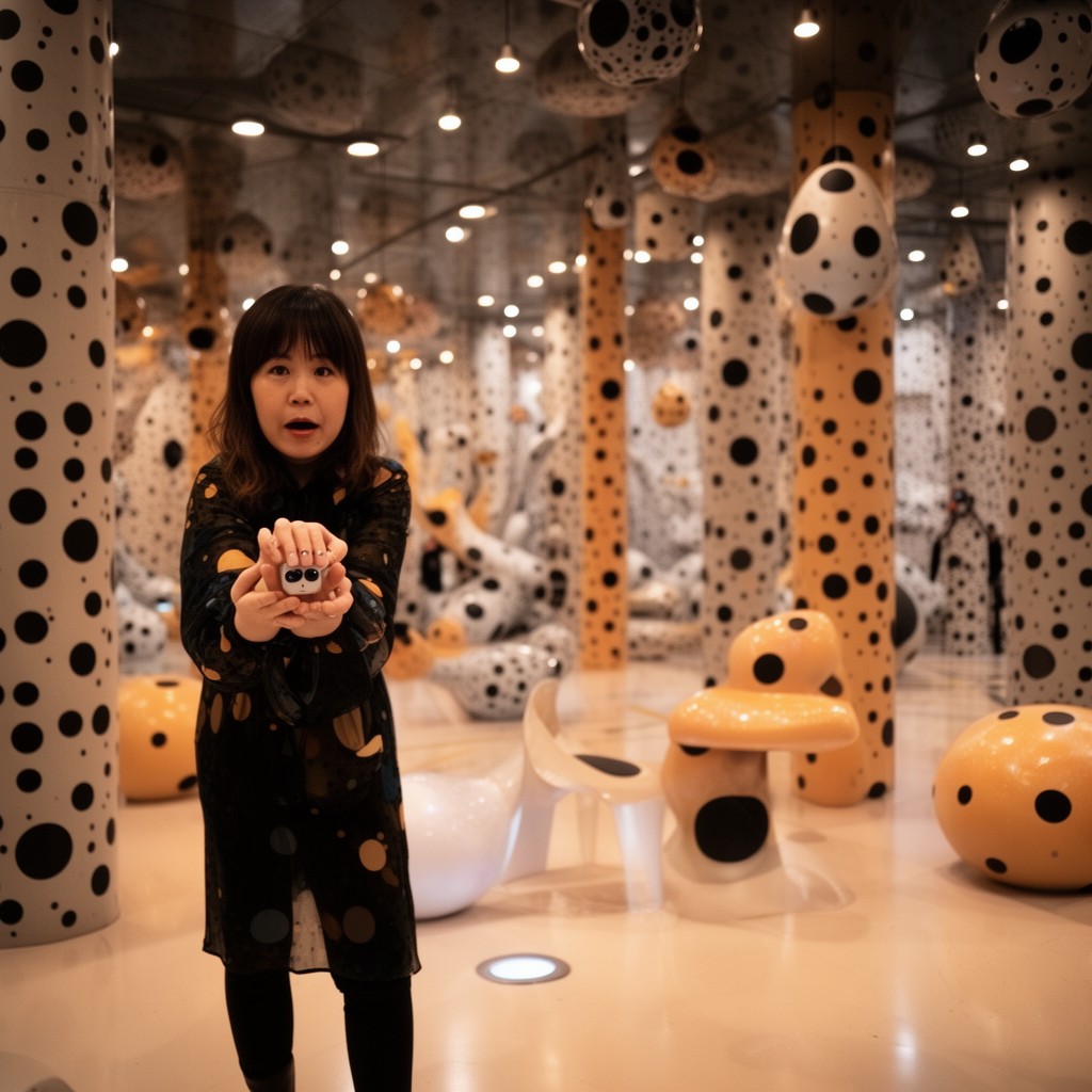 AI-generated illustration of Yayoi Kusama