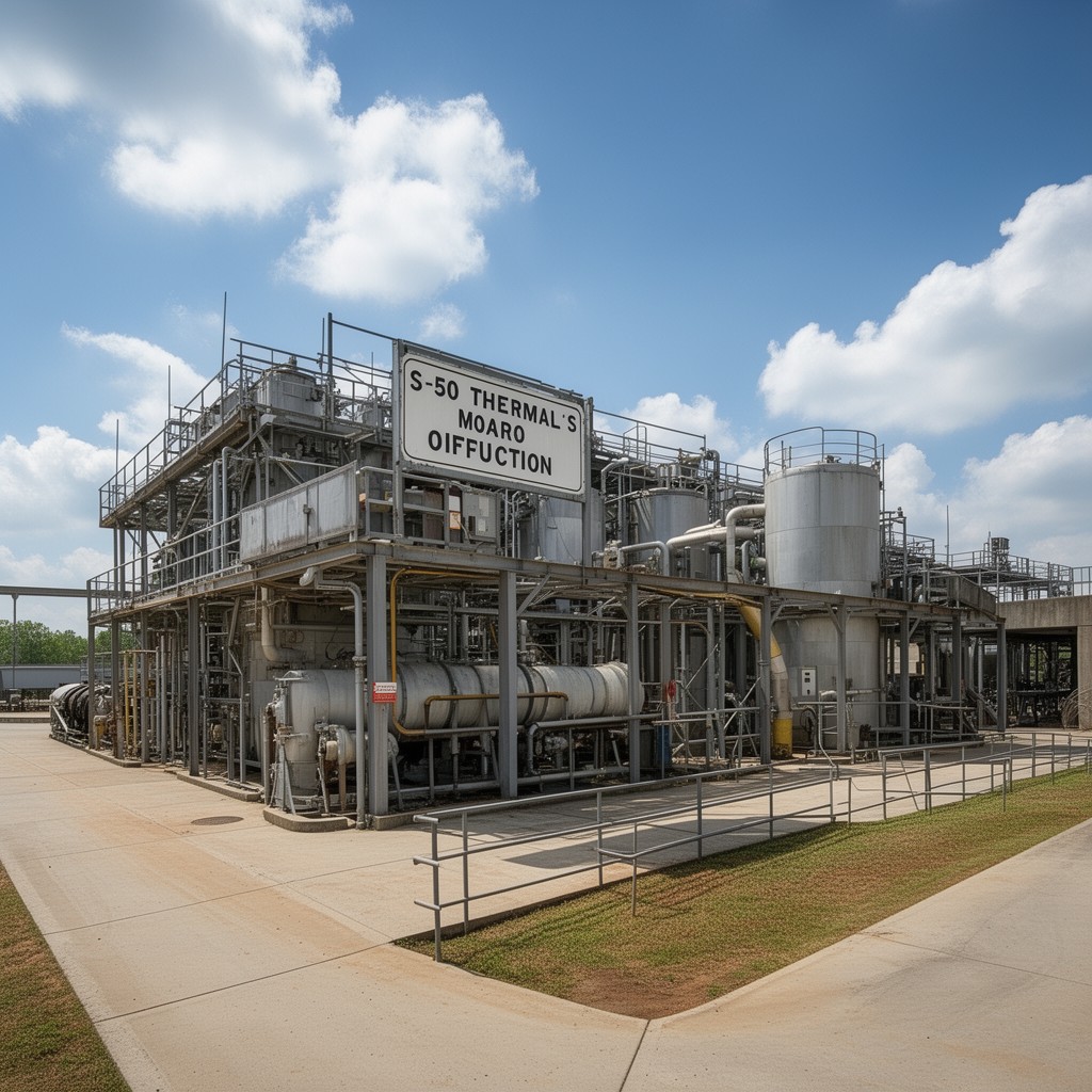 AI-generated illustration of S-50 thermal diffusion plant