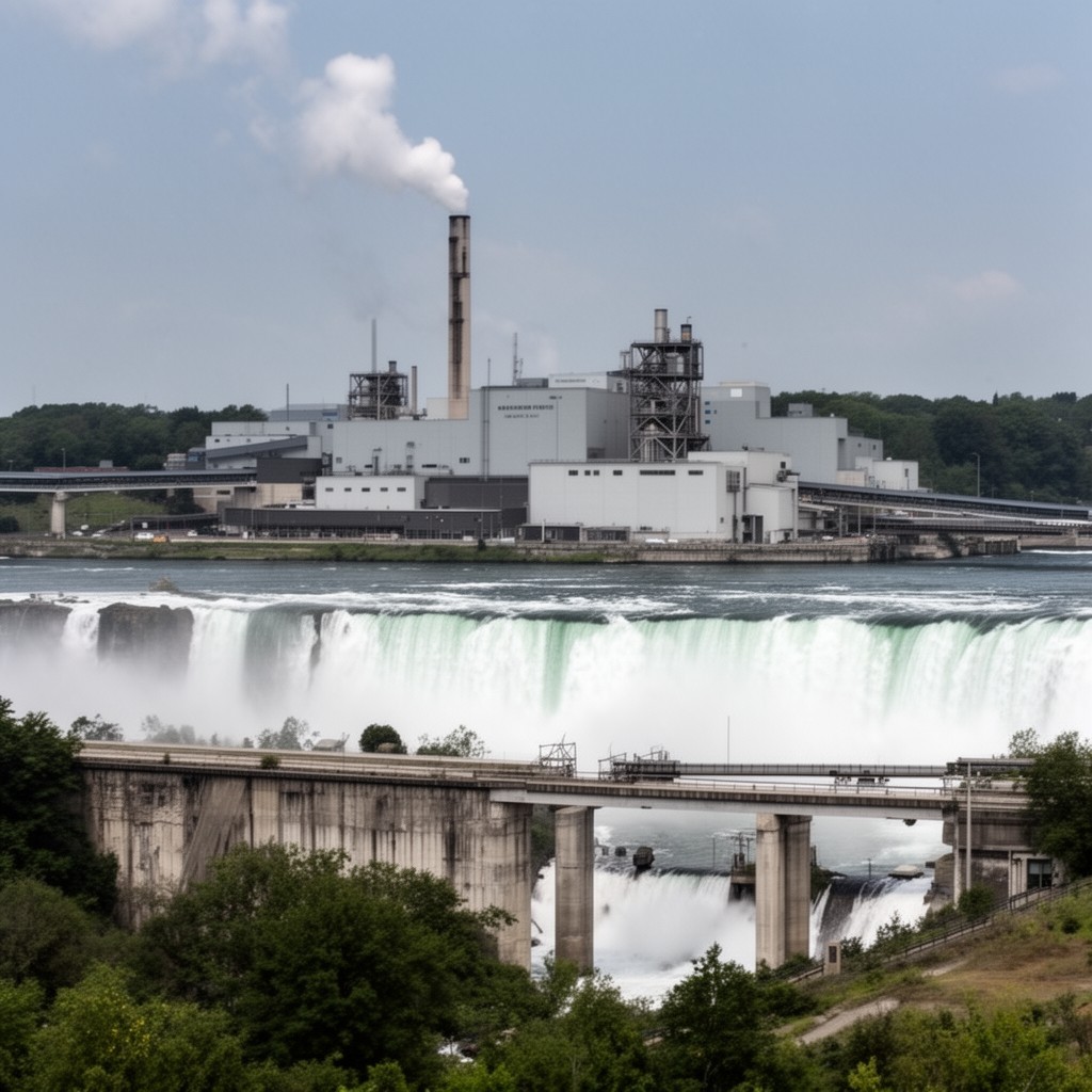 AI-generated illustration of Niagara Falls uranium processing plants