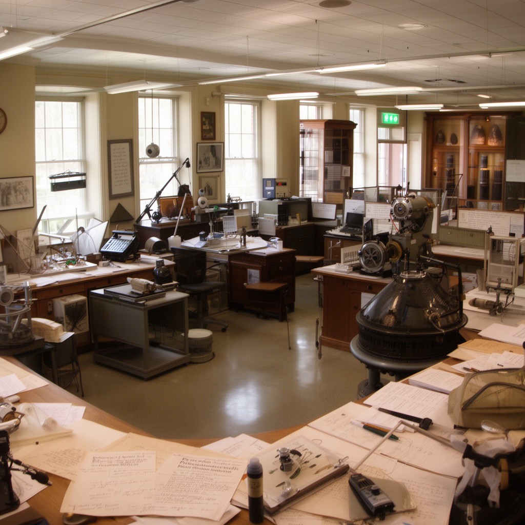 AI-generated illustration of Princeton University theoretical physics group facilities