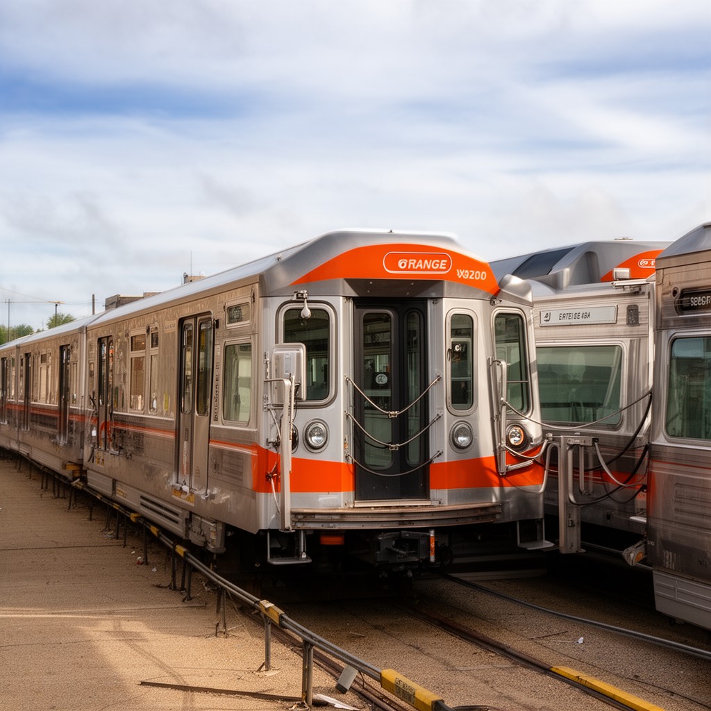AI-generated illustration of CTA 3200-series railcars