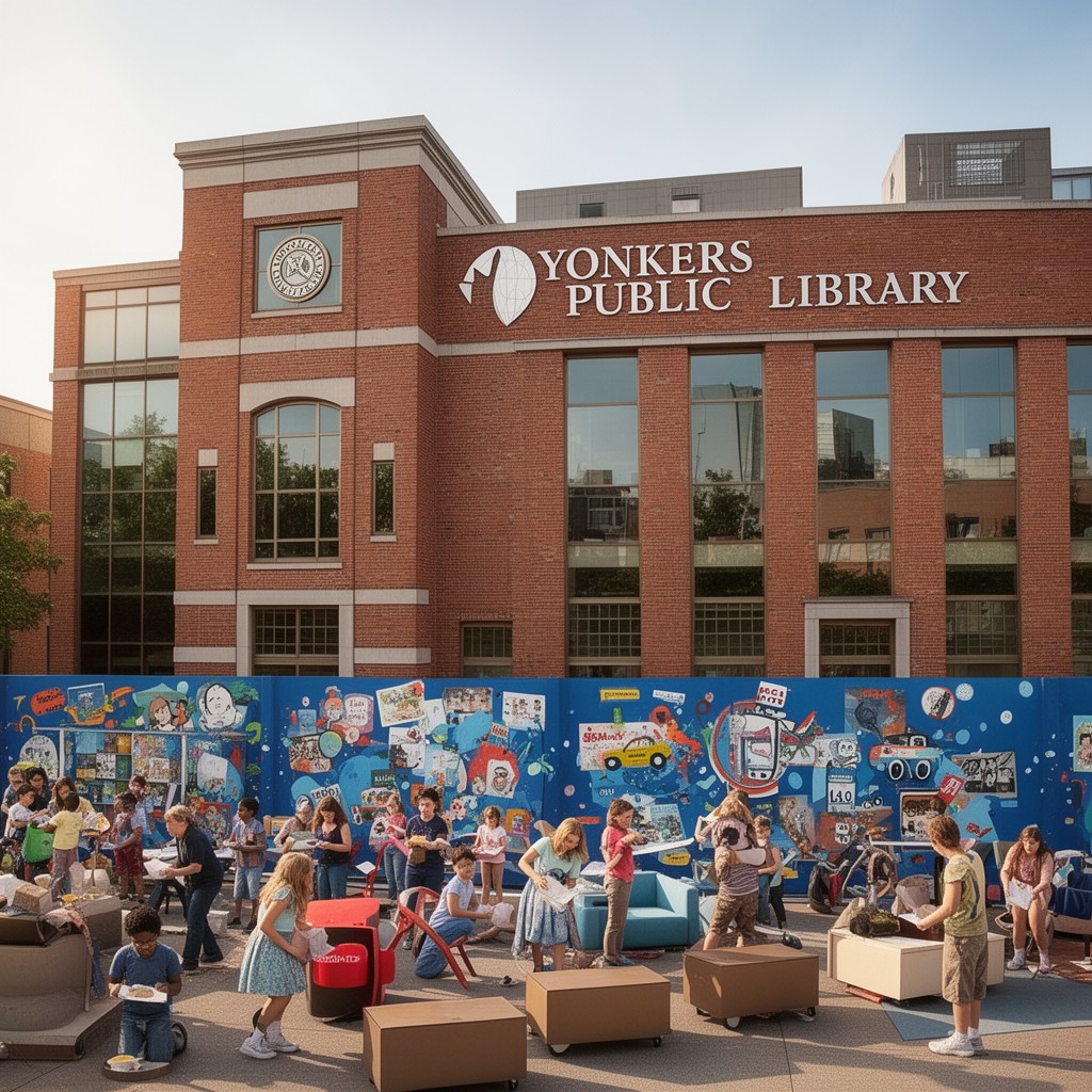 AI-generated illustration of Yonkers Public Library