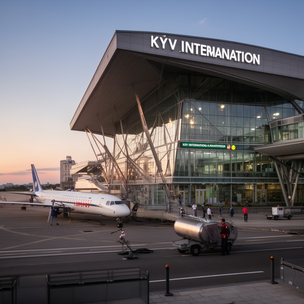 AI-generated illustration of Kyiv International Airport (Zhuliany)