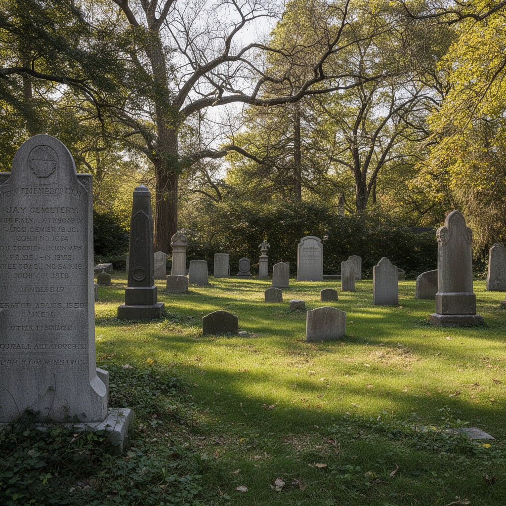 AI-generated illustration of Jay Cemetery, Rye, New York