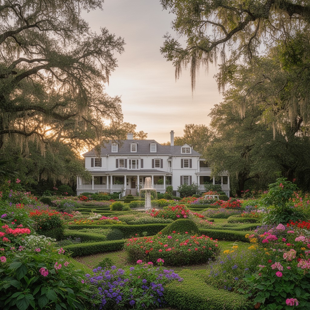 AI-generated illustration of Bellingrath Gardens and Home