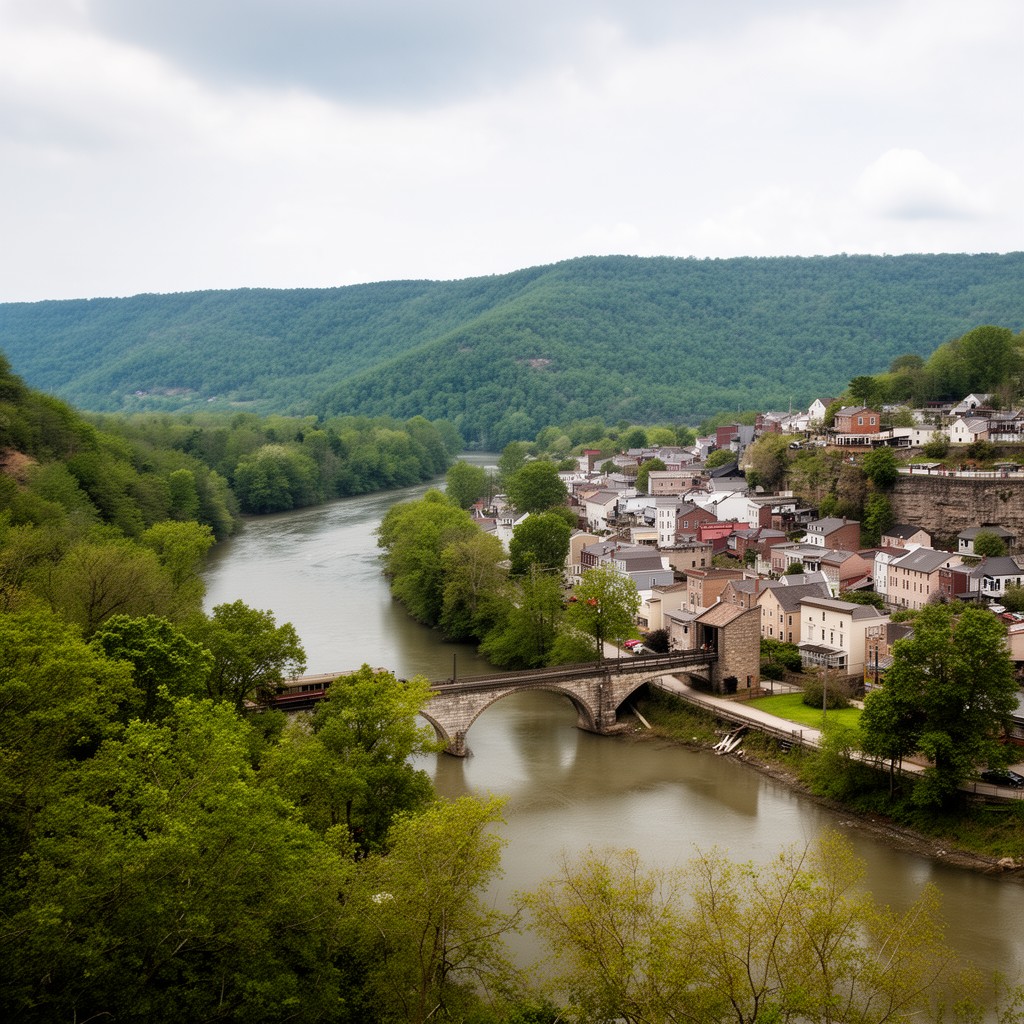 AI-generated illustration of Harpers Ferry, West Virginia