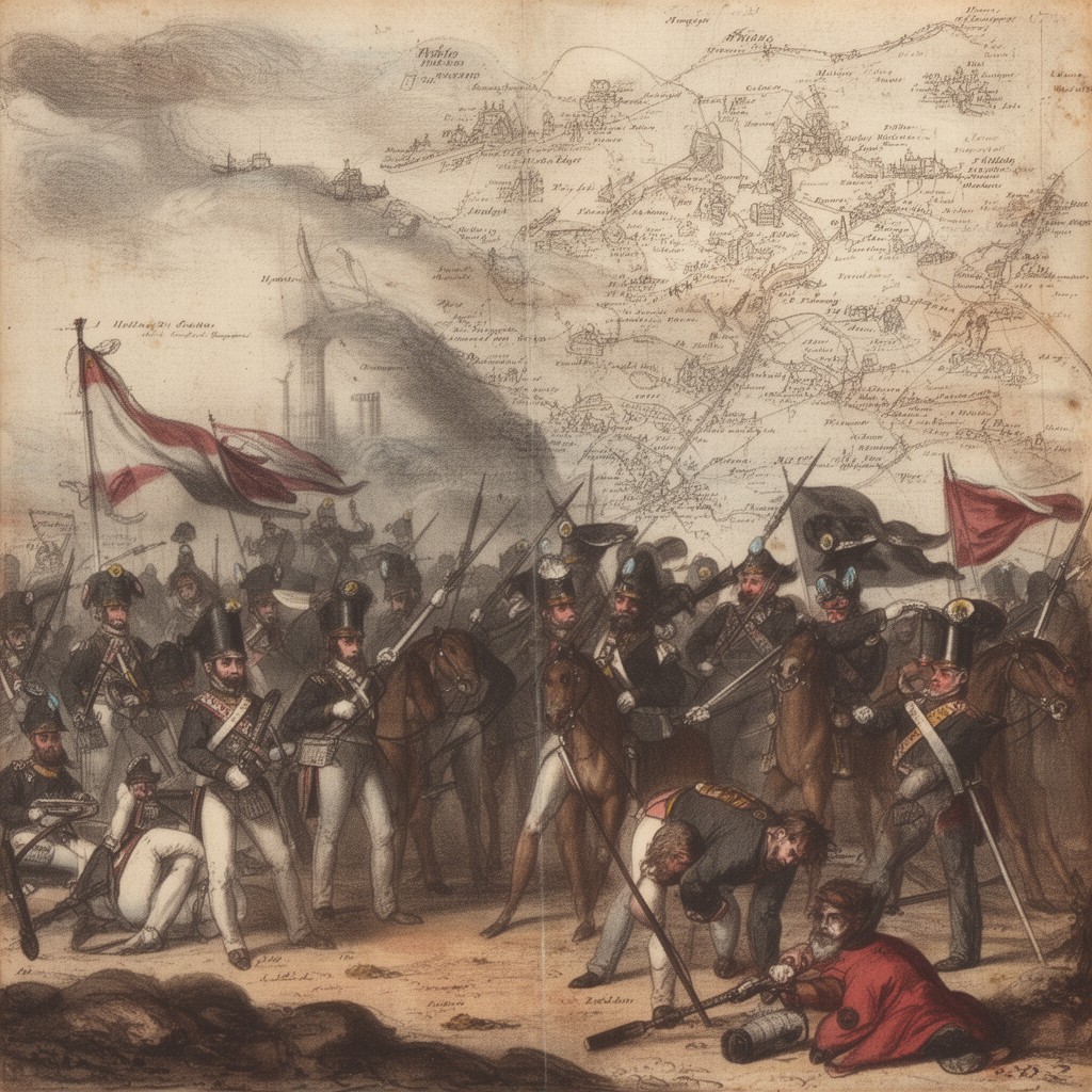 AI-generated illustration of Napoleonic invasion of Spain