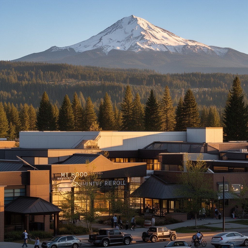 AI-generated illustration of Mt. Hood Community College