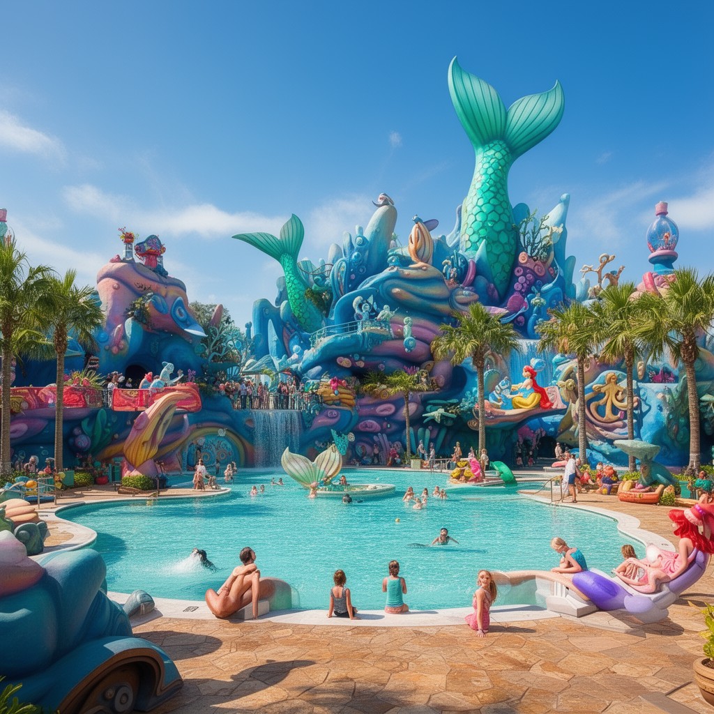 AI-generated illustration of Flippin' Fins Pool