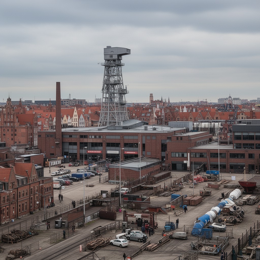 AI-generated illustration of Gdańsk Shipyard