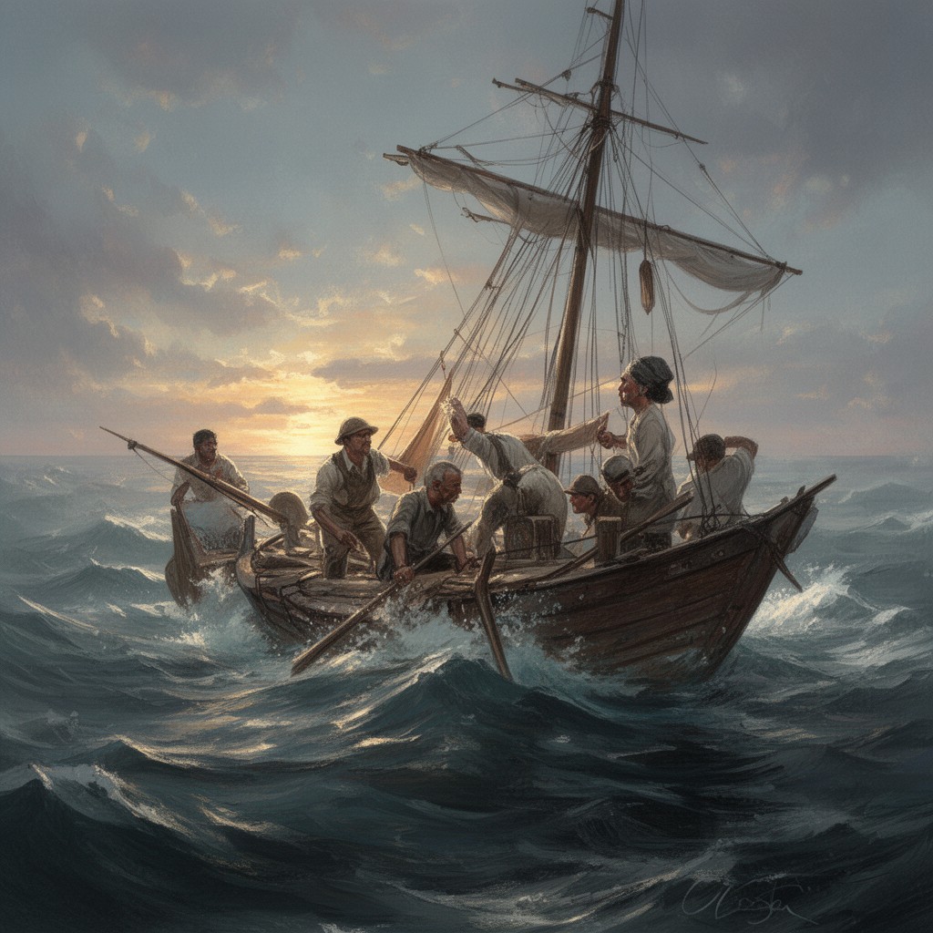 AI-generated illustration of The Open Boat
