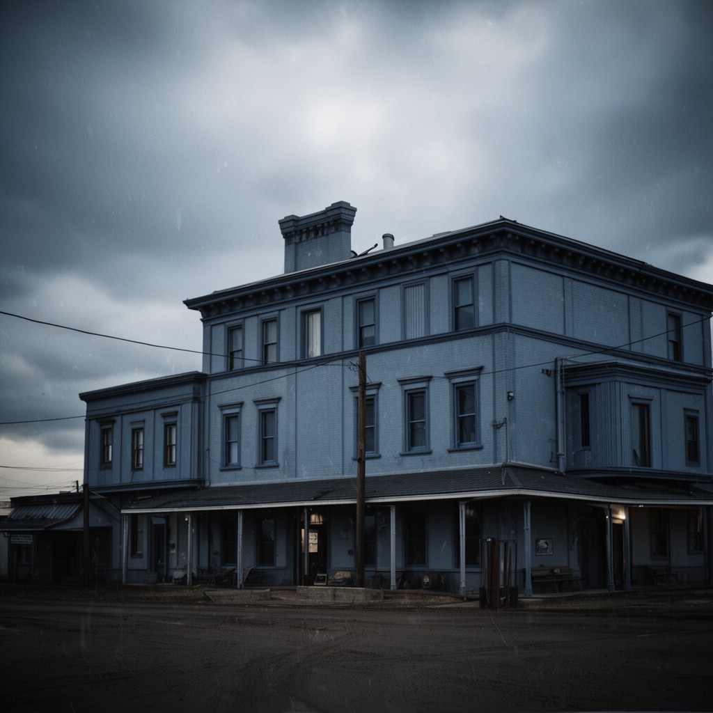 AI-generated illustration of The Blue Hotel