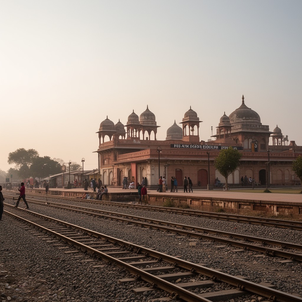 AI-generated illustration of Fatehpur Sikri railway station