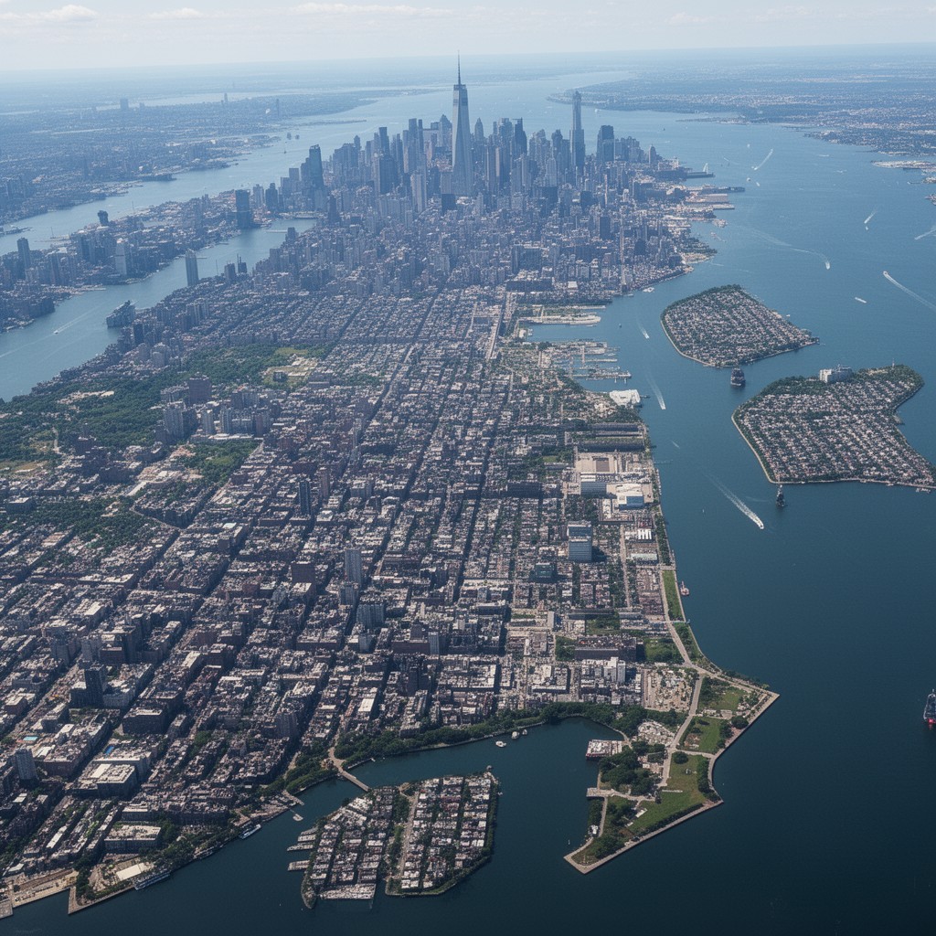 AI-generated illustration of Manhattan Island and Long Island