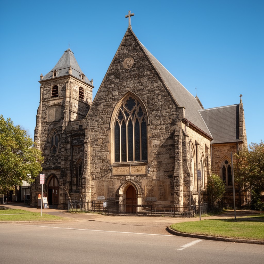 AI-generated illustration of All Saints Anglican Church, Singleton