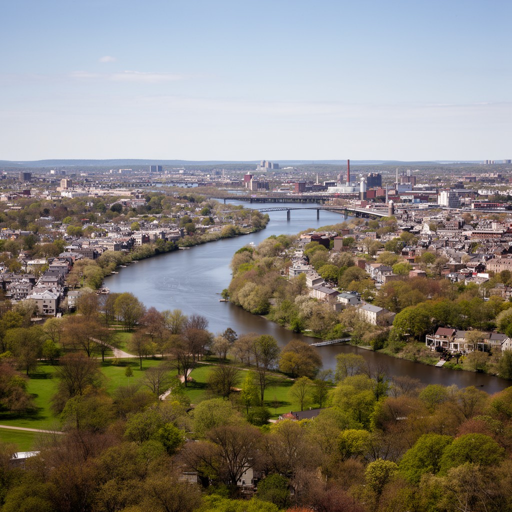 AI-generated illustration of Neponset River valley