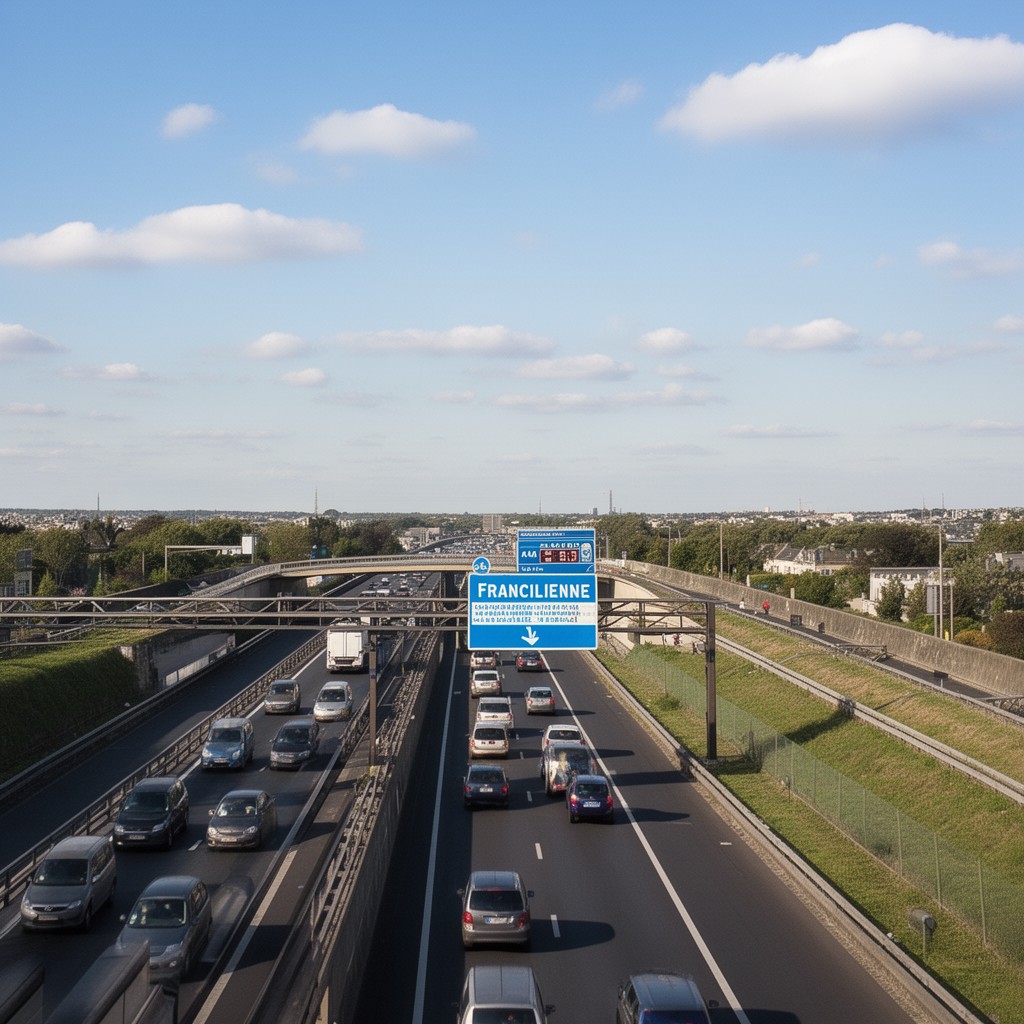 AI-generated illustration of Francilienne (A104) ring road