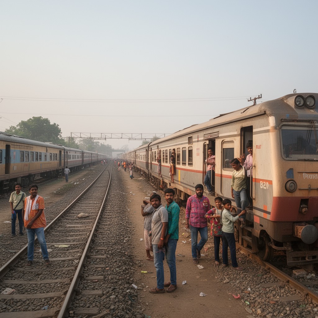 AI-generated illustration of Indian Railways