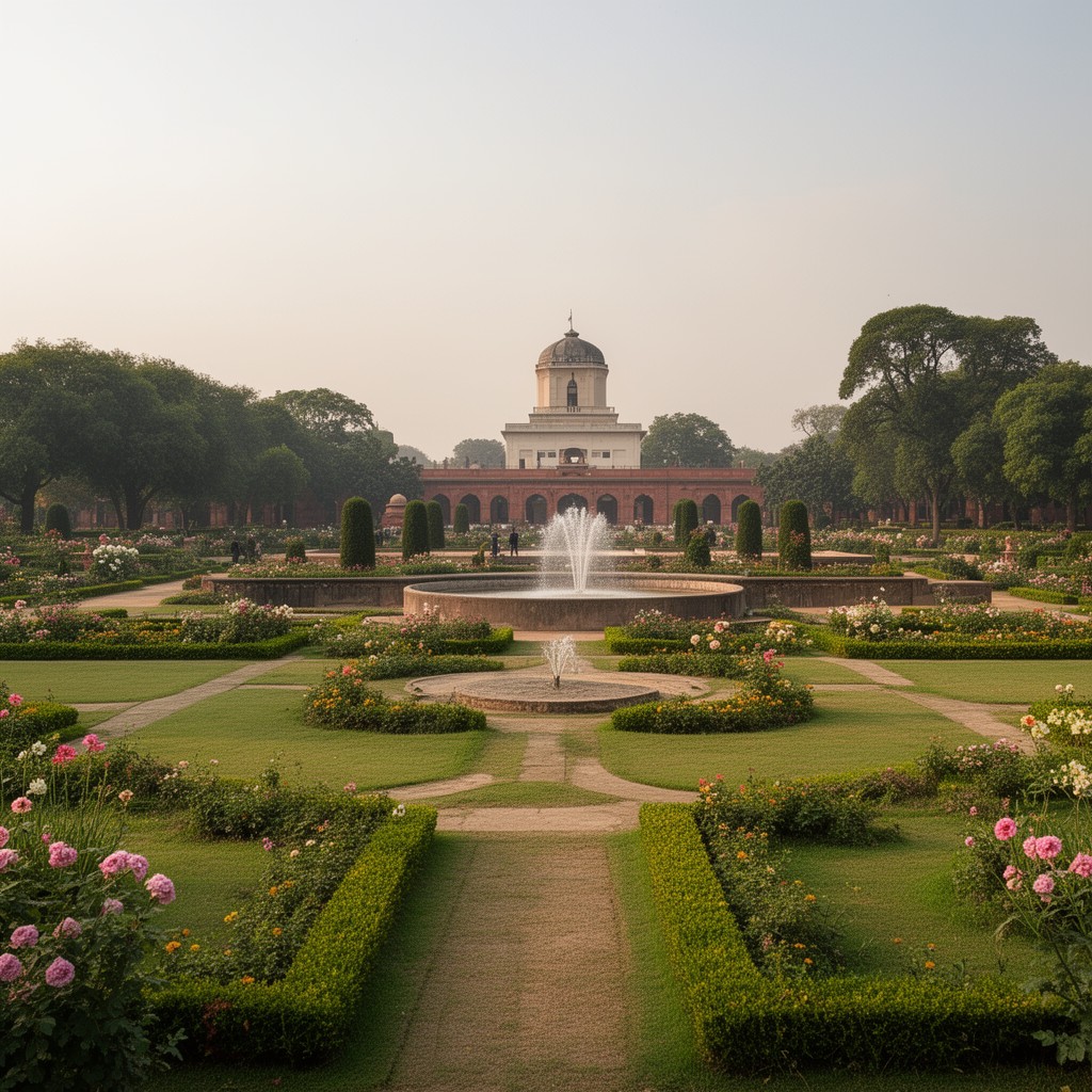 AI-generated illustration of Mughal Gardens