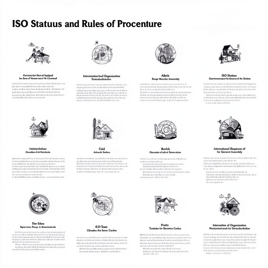 AI-generated illustration of ISO statutes and rules of procedure