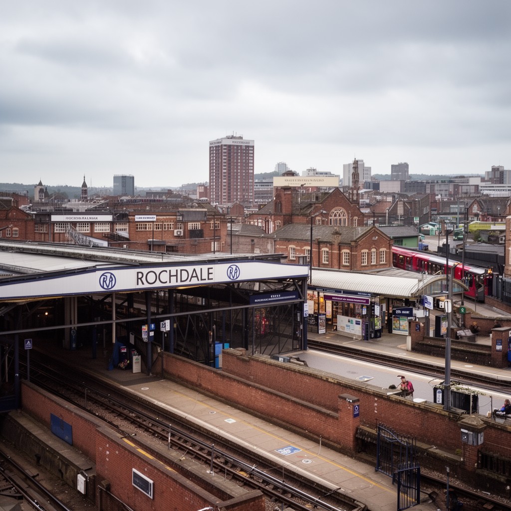 AI-generated illustration of Rochdale railway station