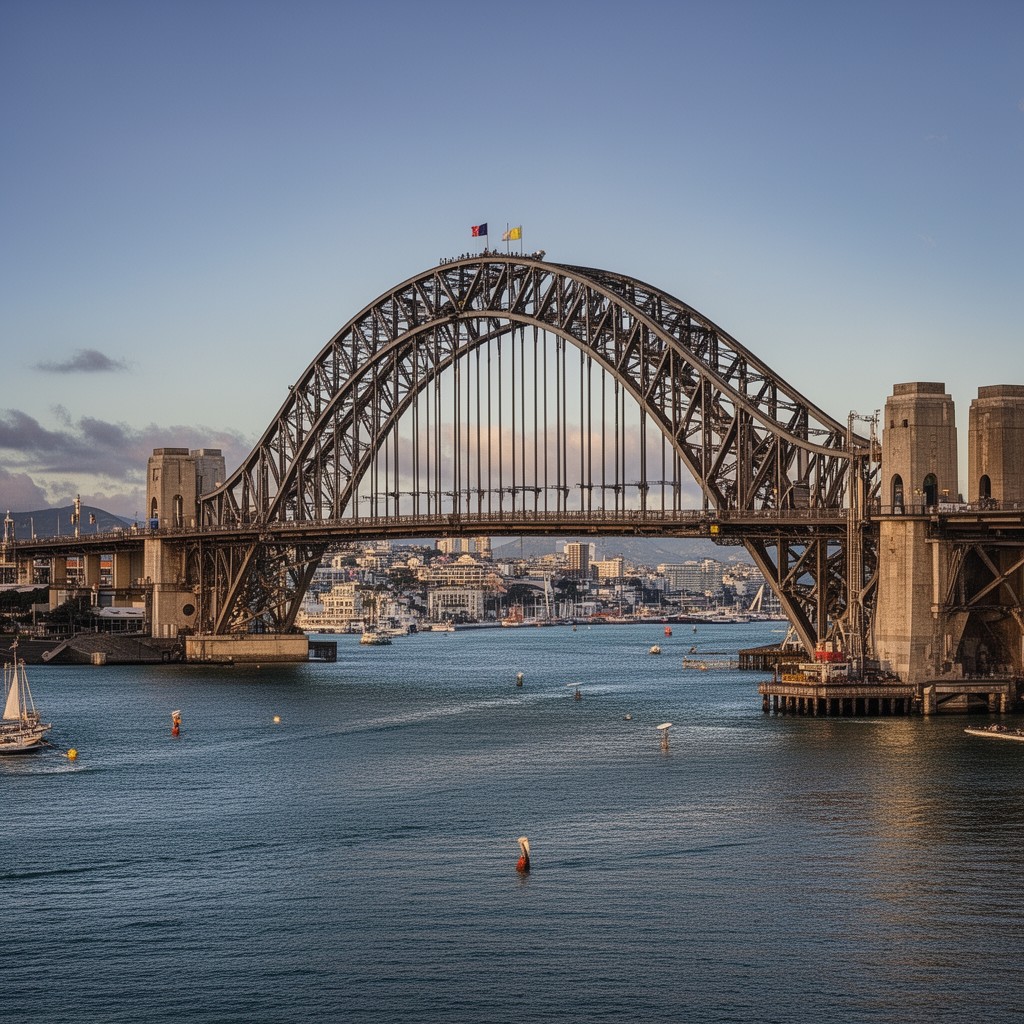 AI-generated illustration of Auckland Harbour Bridge