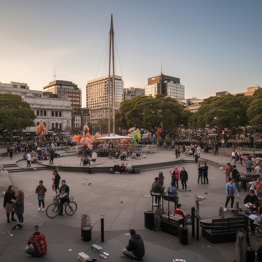 AI-generated illustration of Aotea Square