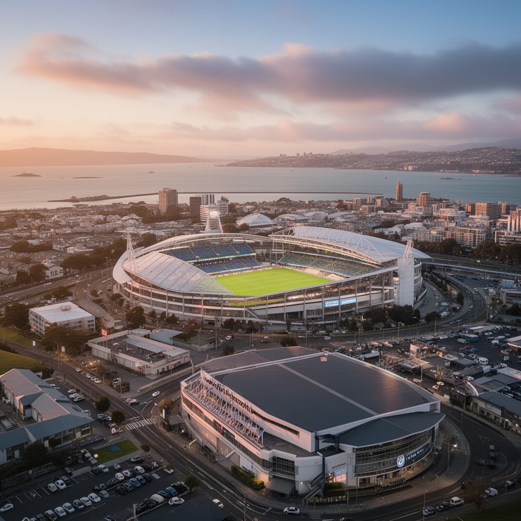 AI-generated illustration of North Harbour Stadium