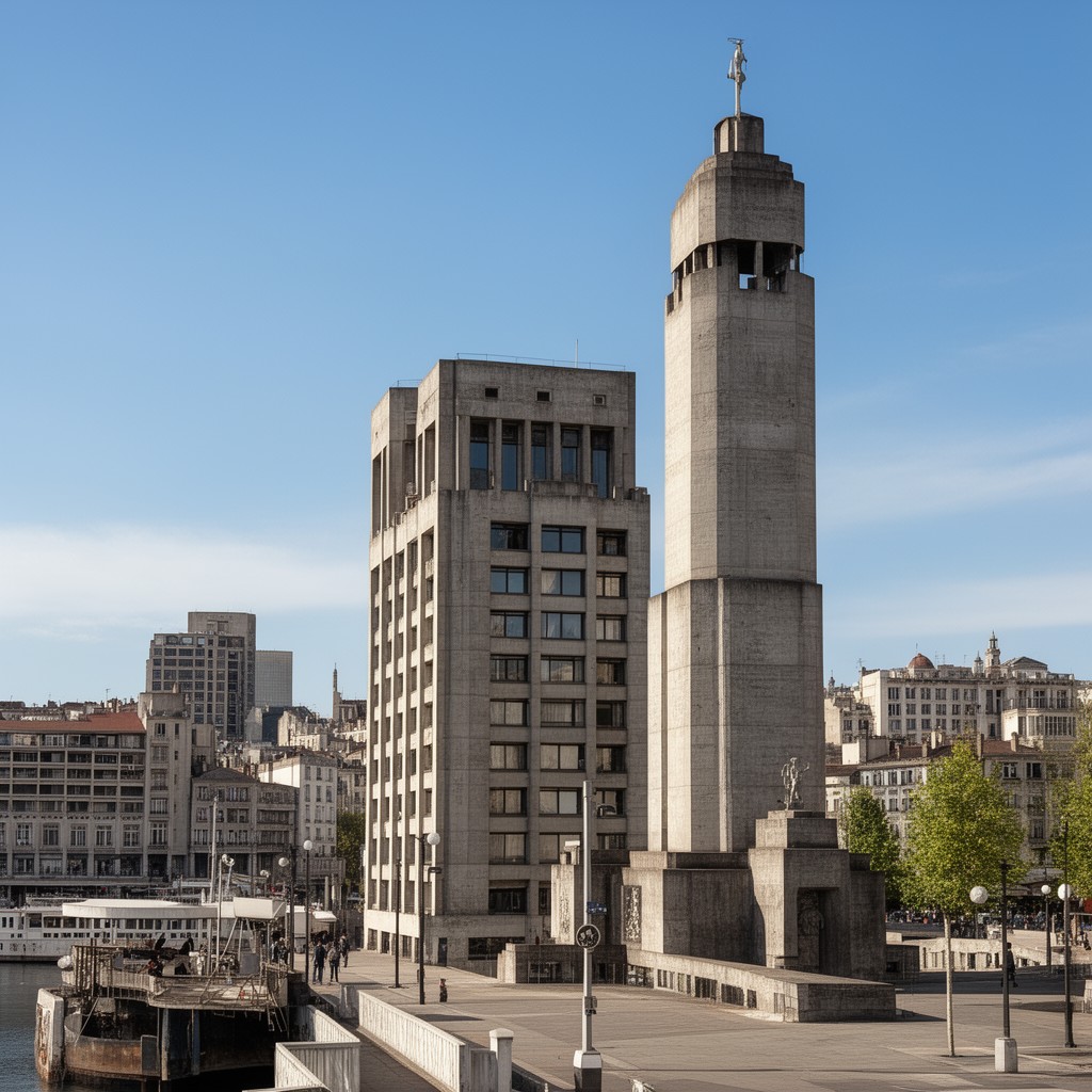AI-generated illustration of UNESCO World Heritage Site: Le Havre, the city rebuilt by Auguste Perret