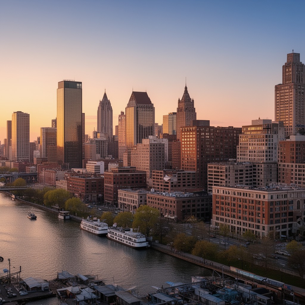 AI-generated illustration of Philadelphia skyline