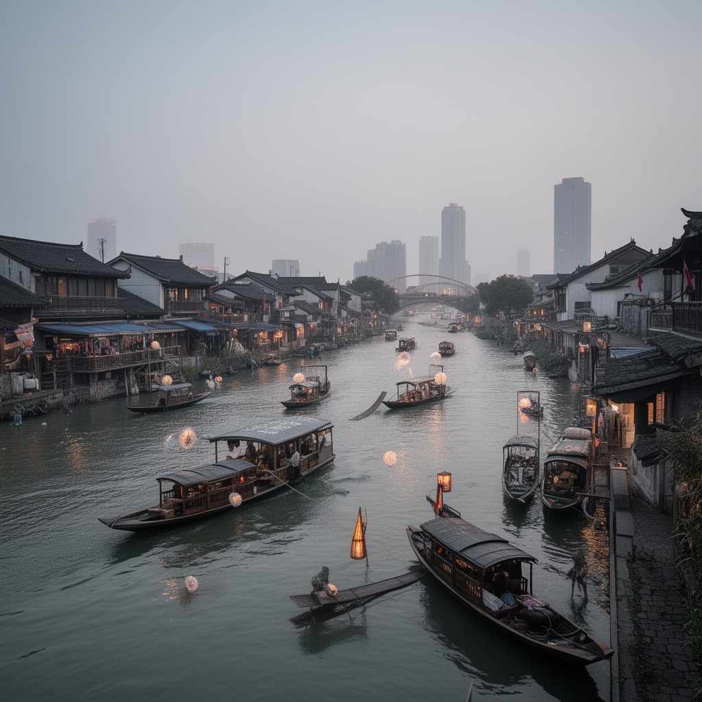 AI-generated illustration of Grand Canal of China