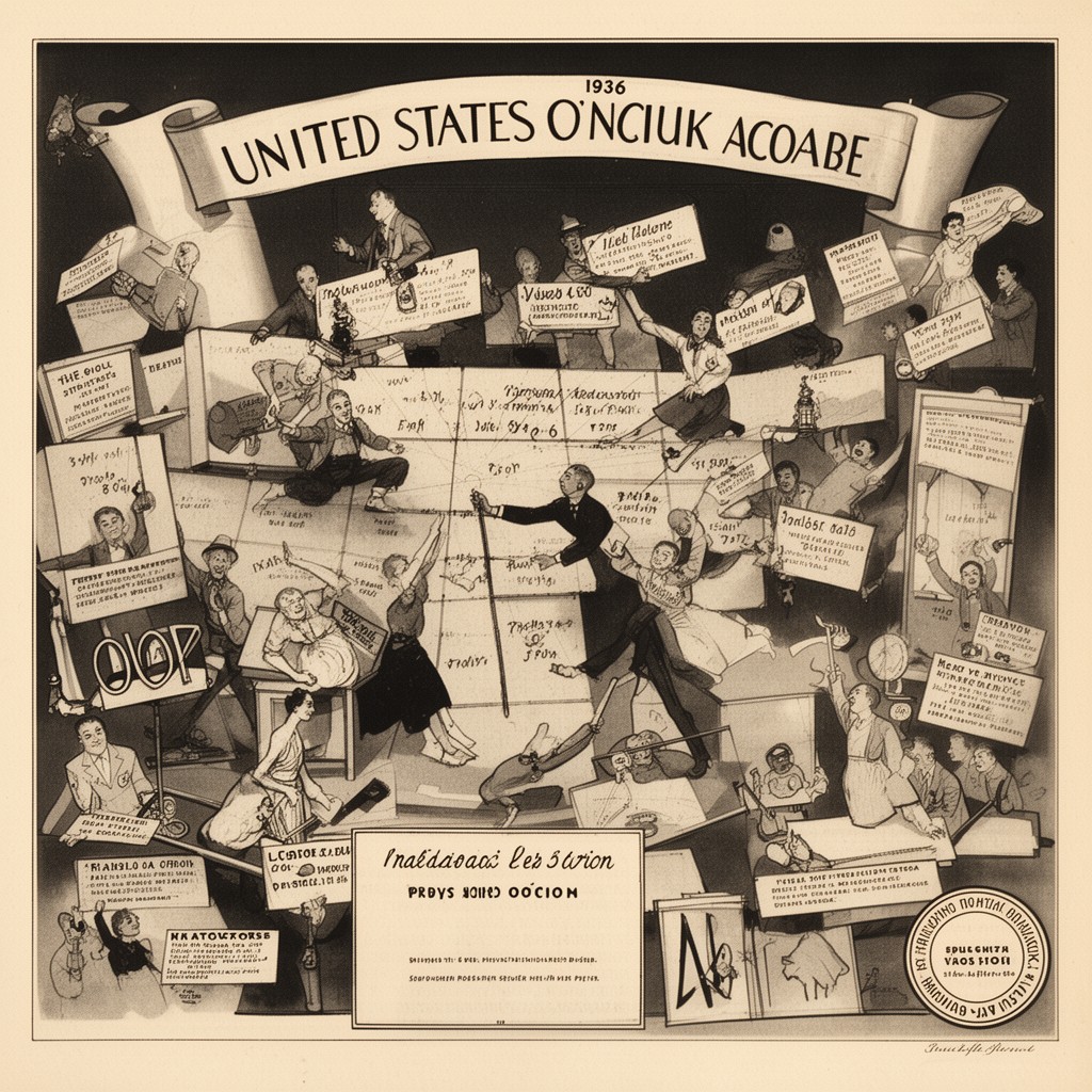 AI-generated illustration of 1936 United States presidential election