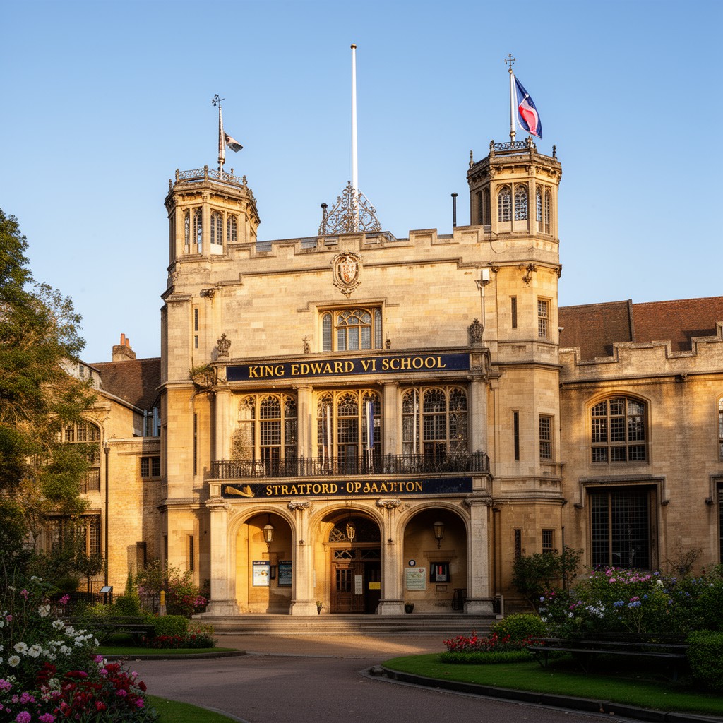 AI-generated illustration of King Edward VI School, Stratford-upon-Avon