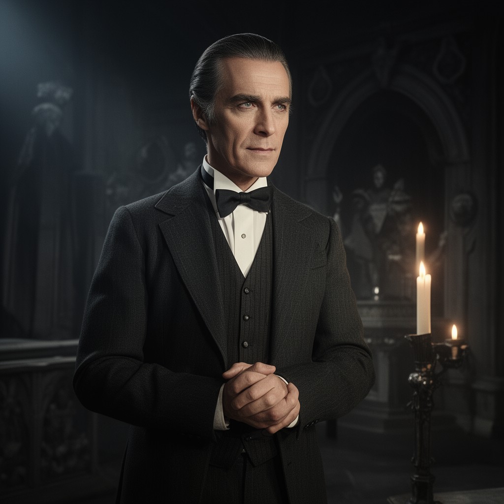 AI-generated illustration of Christopher Frank Carandini Lee