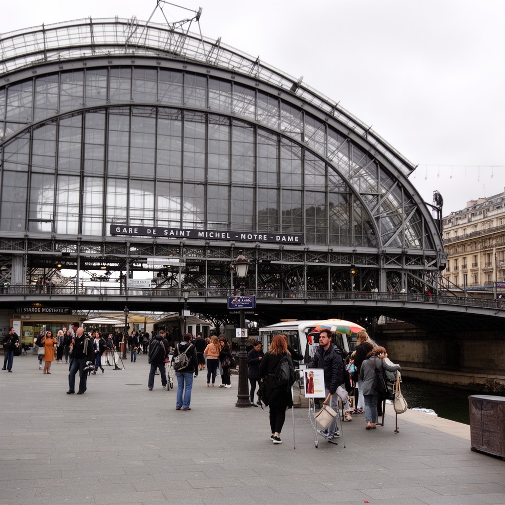 AI-generated illustration of Gare de Saint-Michel–Notre-Dame