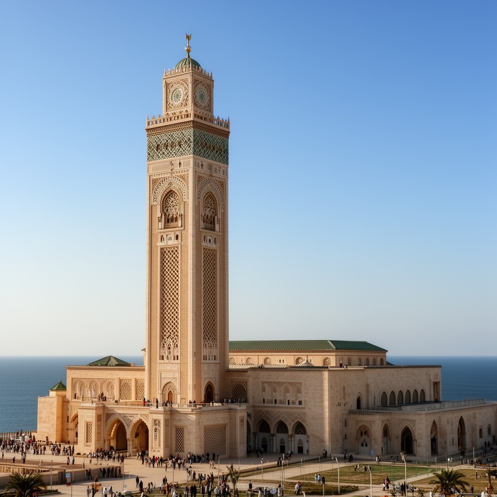 AI-generated illustration of Hassan II Mosque