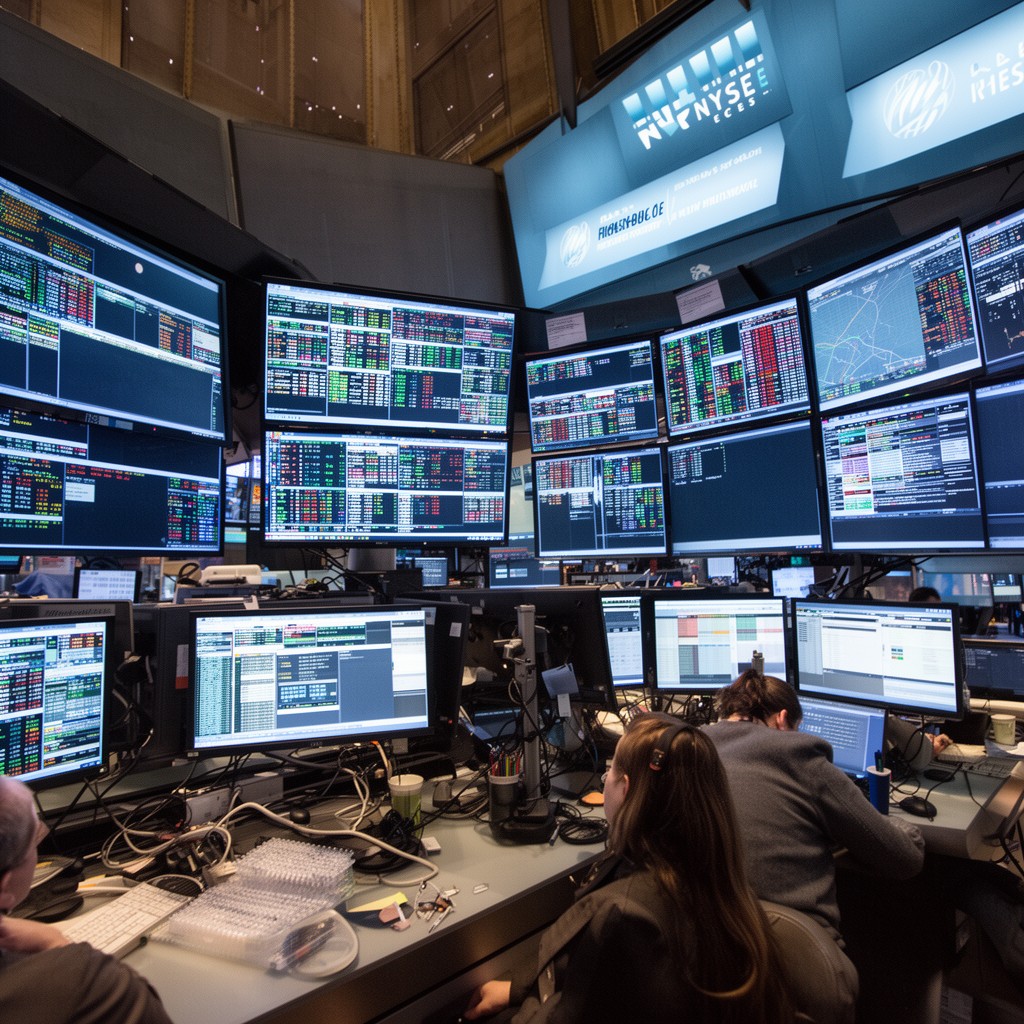 AI-generated illustration of NYSE electronic trading platform