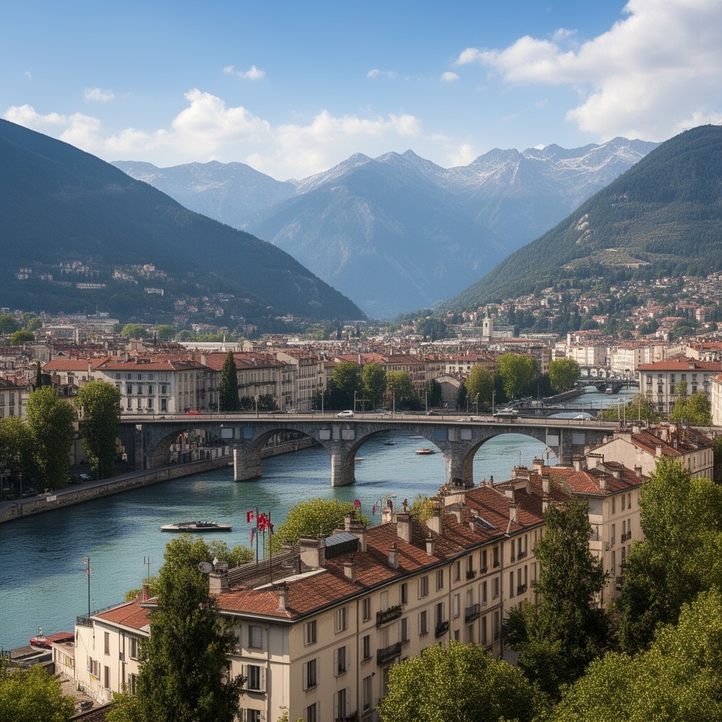 AI-generated illustration of Pont de Catane in Grenoble