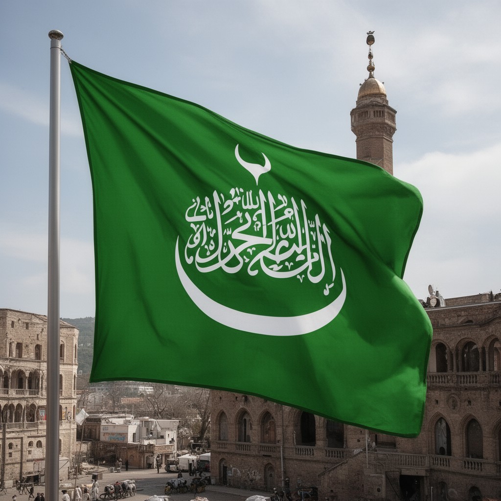 AI-generated illustration of green flag of the Caliphate