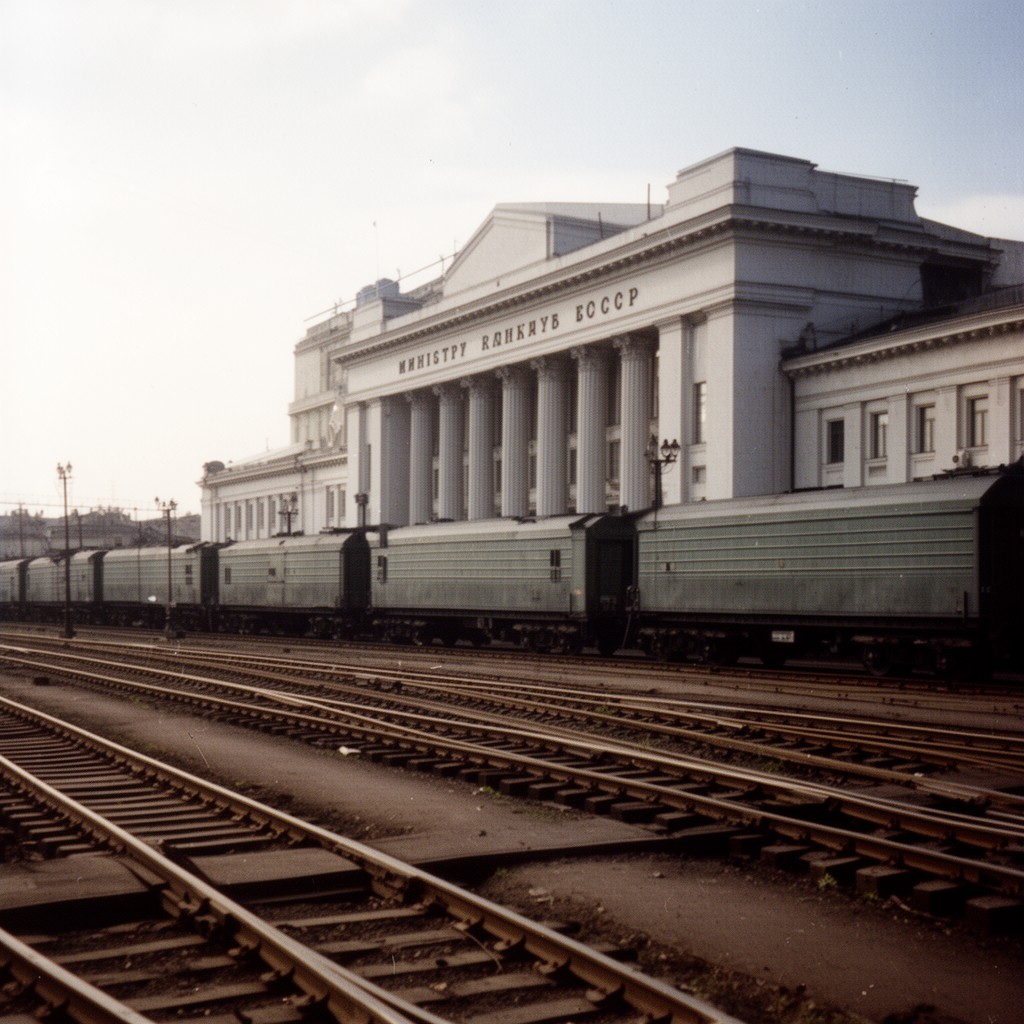 AI-generated illustration of Ministry of Railways of the USSR
