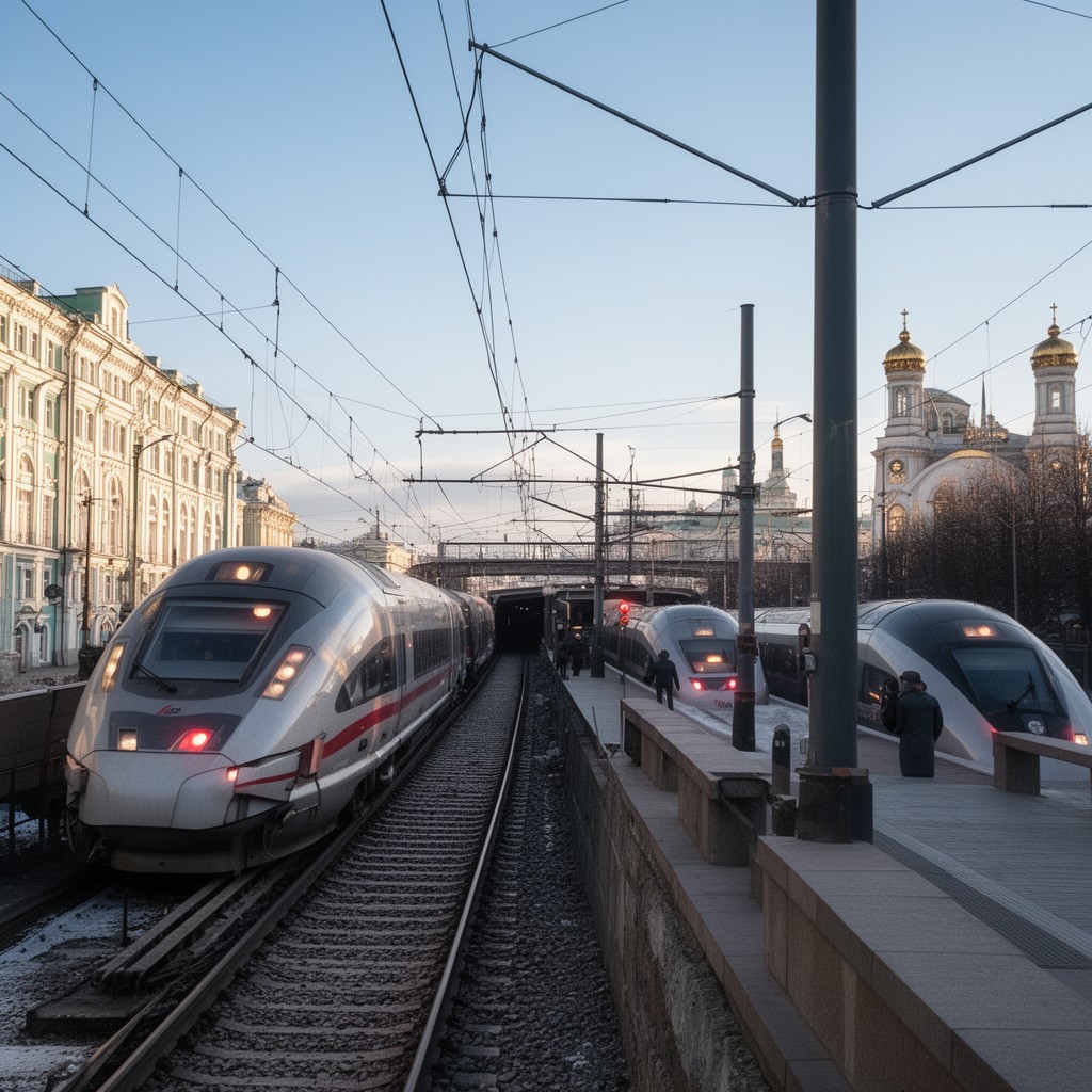 AI-generated illustration of Allegro trains between Saint Petersburg and Helsinki