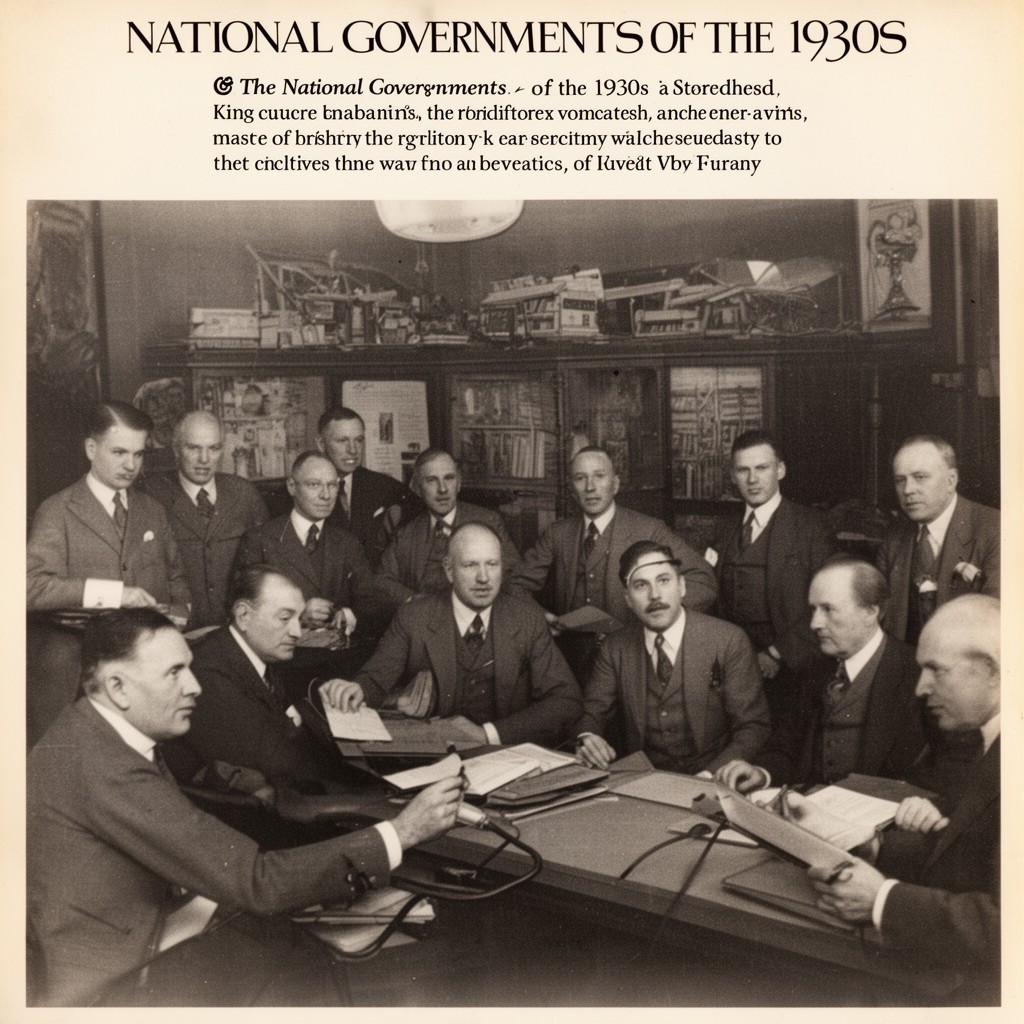 AI-generated illustration of National Governments of the 1930s in the United Kingdom