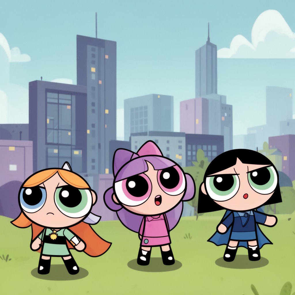 AI-generated illustration of The Powerpuff Girls