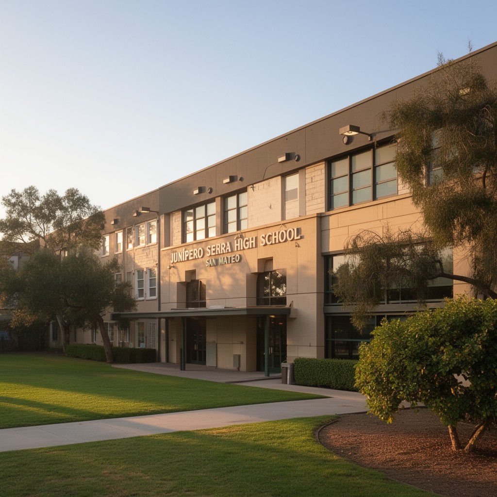 AI-generated illustration of Junípero Serra High School (San Mateo)