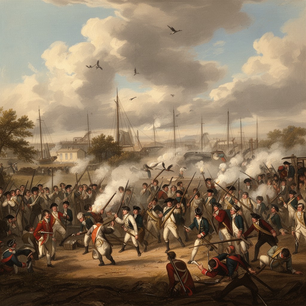 AI-generated illustration of Battle of Rhode Island